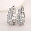 Pave Set Teardrop Huggie Hoop Earrings for Women Full Sparkling Silver Tone Earrings Fashion Daily Party Jewelry