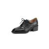Krazing Pot Sheepskin Autumn Winter Shoes Lace Up Med Heels Size 42 Square Toe Brown Color Pumps