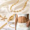 Boho Gold Color Starfish Waist Chain for Women Summer Beach Imitation Pearl Beads Belly Chains Bikini Body Jewelry Accessories