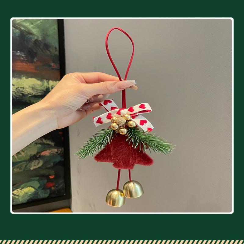 Christmas Atmosphere Pendant Gift Star Plush Bow Christmas Tree Red Pendant Wind Chime Creative Gift
