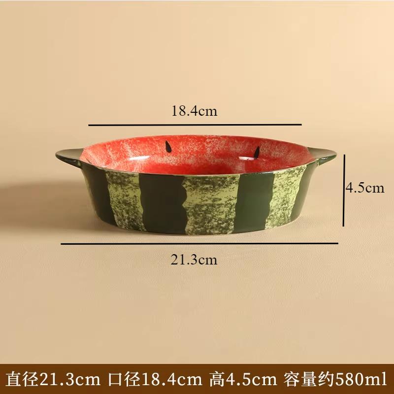 Double Eared Ceramic Dining Plate Dessert Plates Fruit Dish Salad Bowl Pasta Dish Serving Plate Soup Plates Snack Bowl Tray