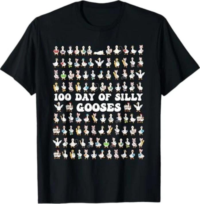 100 Days of Silly Gooses Funny 100th Day of School Teacher T-Shirt 4XL