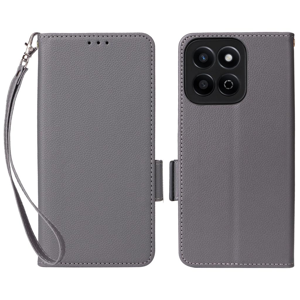 For Honor X7c 5G/X7c 4G/200 Smart 5G/Play 60 Plus 5G/Play 9T Case with Wrist Strap Litchi Texture PU Leather Wallet Phone Cover