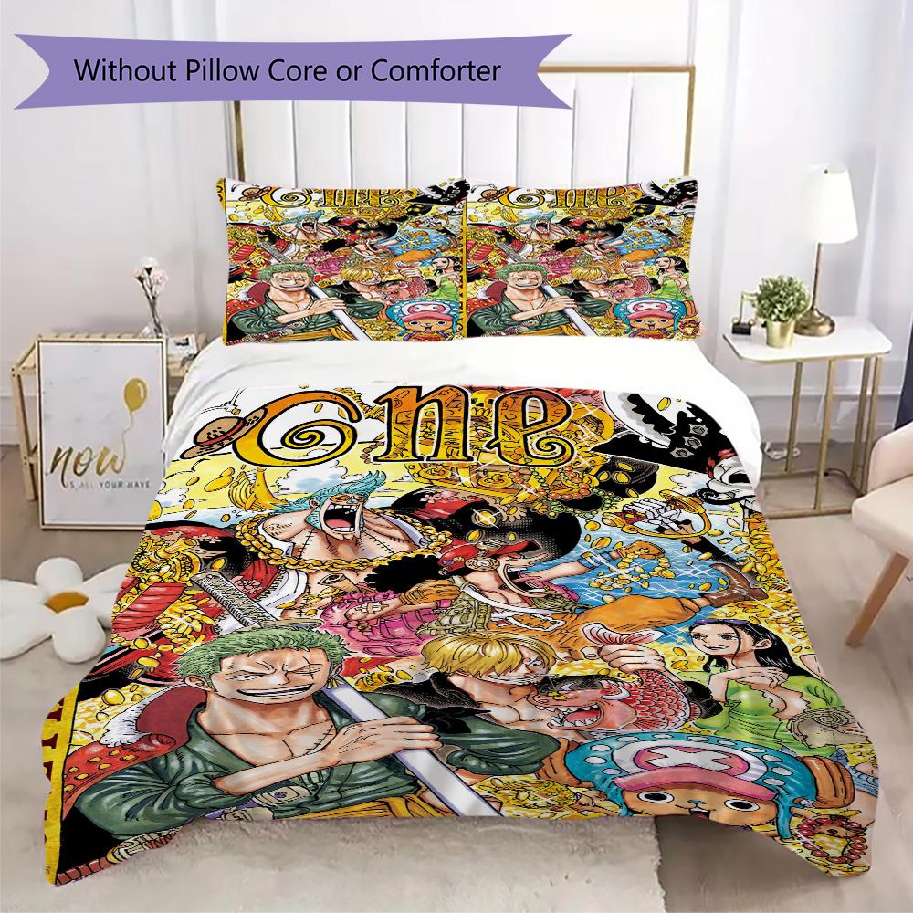 Starring the classic Japanese cartoon ONE PIECE Monkey D. Luffy provides comfortable bedding covers and pillowcases for home use (without core) K18
