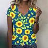 Women V Neck Short Sleeve Floral Print T Shirt Casual Lightweight Top Summer Blouse Soft Fabric Comfortable Fit