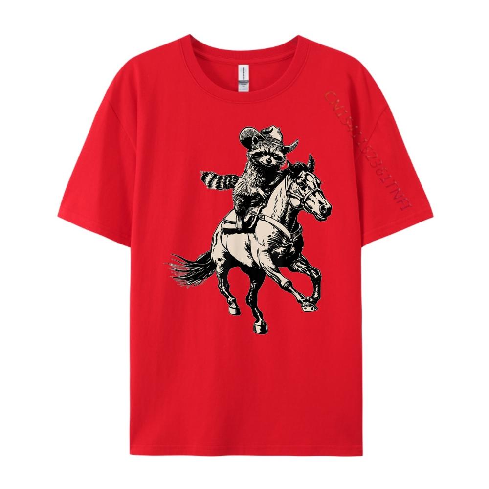 Vintage Cowboy Racoon Riding A Horse Funny Western Retro 90s Luxury Clothing Man Streetwear Men S