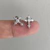 Shiny Rhinestone Zircon Cross Earrings For Women Korean Fashion Stainless Steel Earring Daily Birthday Party Y2K Jewelry Gifts