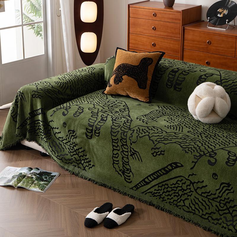 Funda Sofa Chenille Hawaii Tiger Pattern Sofa Mat Throw Blankets 2024 Autumn Winter Camping Picnic Sofa Cover Housses De Canapé