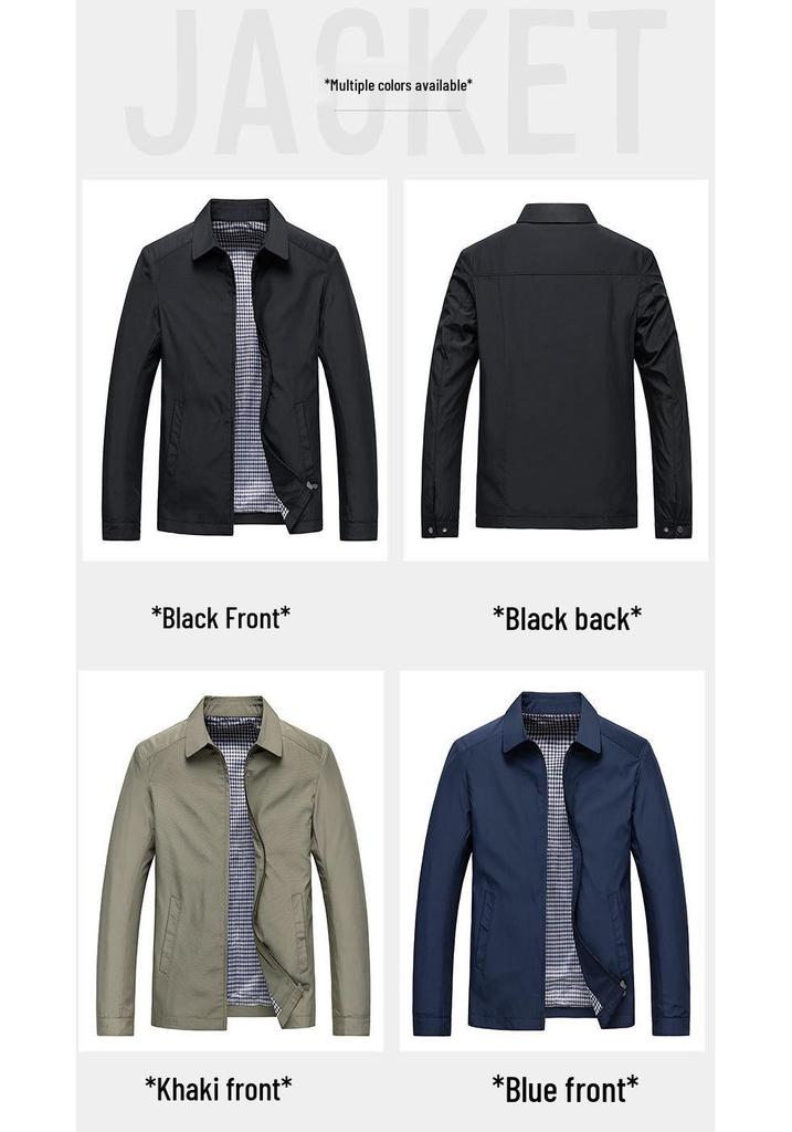 Men's Lightweight Business Casual Jacket - Spring/Autumn Lapel Shirt for Middle-Aged Dads