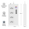 Melery Tuya Wifi Smart Strømskinne EU US Brasil UK Australsk Plugg Stikkontakt USB Ladeuttak Fjernstyrt av Alexa Dot Google Home Kontor