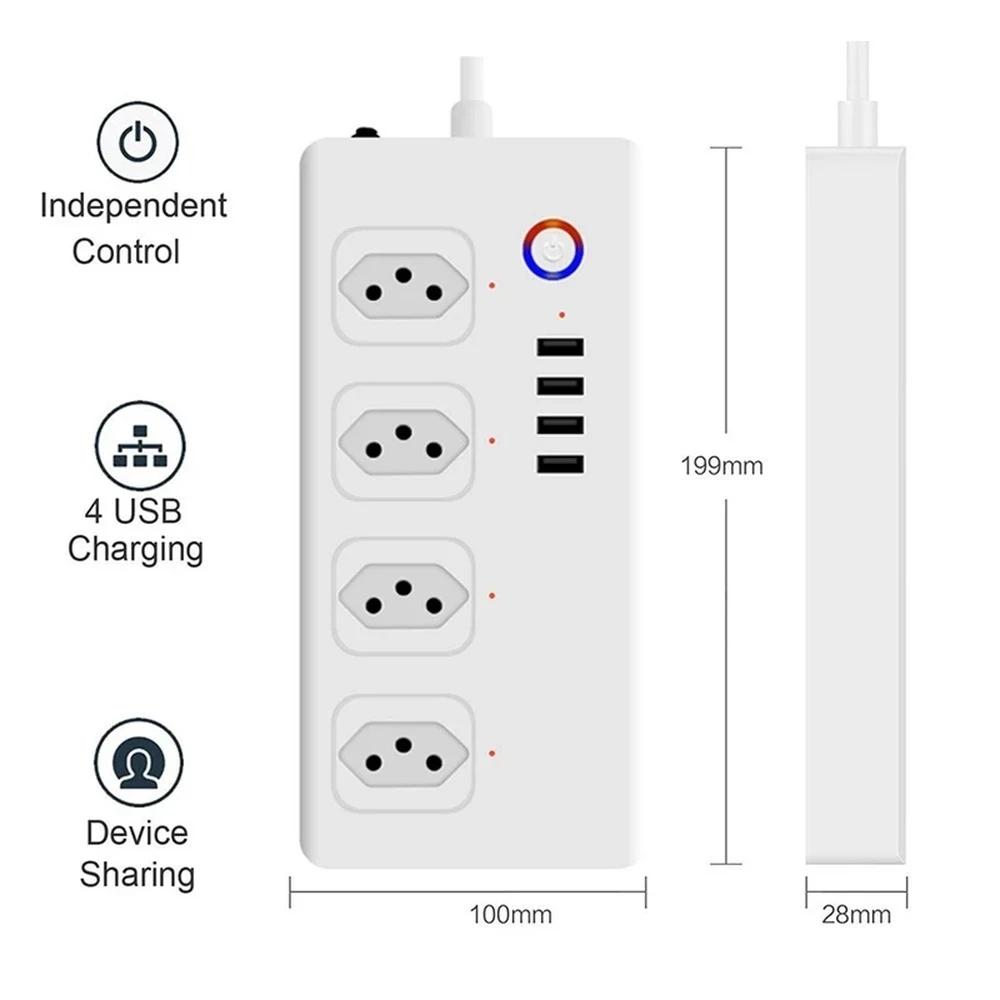 Melery Tuya Wifi Smart Strømskinne EU US Brasil UK Australsk Plugg Stikkontakt USB Ladeuttak Fjernstyrt av Alexa Dot Google Home Kontor