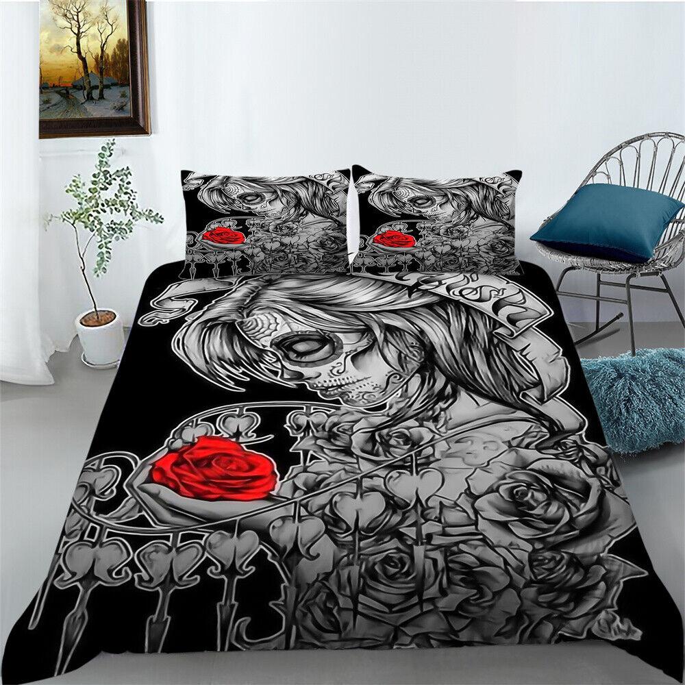 3D Skull Duvet Cover Bedroom Decor Youth Bedclothes Fashion Bedding Cover Suit