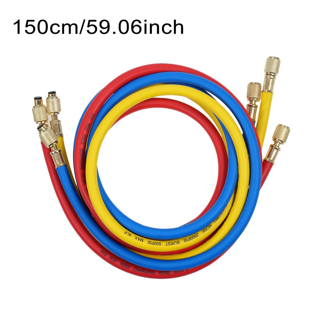 Refrigerant Charging Hose Set with   Valve for R12 R22 R502 Refrigerant   Conditioning Manifold Gauge 1 4 SAE Thread 500 PSI Working Pressure 250