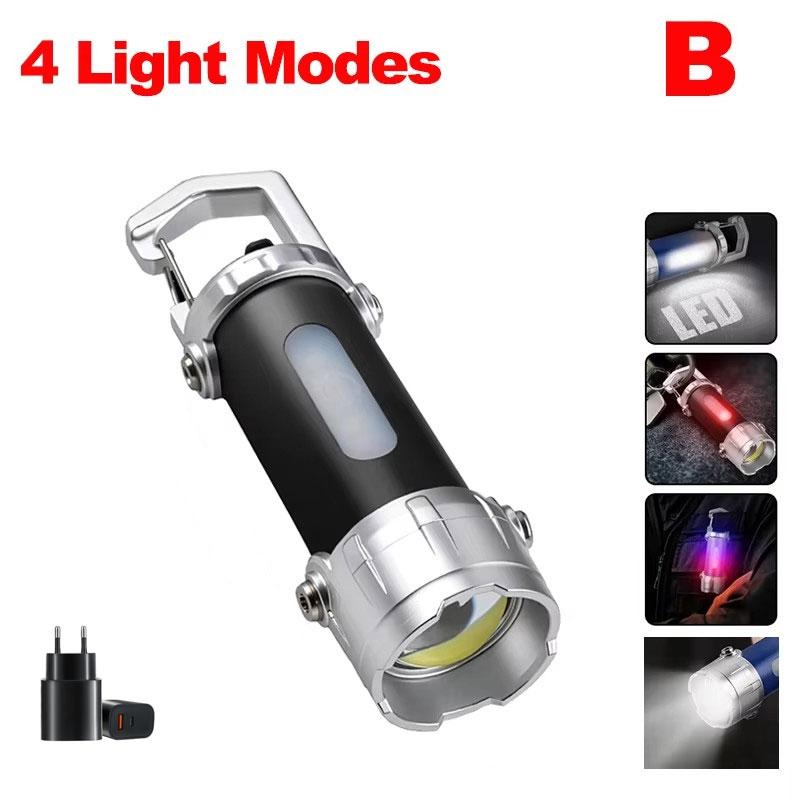 Portable MINI LED COB Handheld Flashlights High Brightness Keychain Work Lamp Emergency Work Lamp For Outdoor Camping Walking
