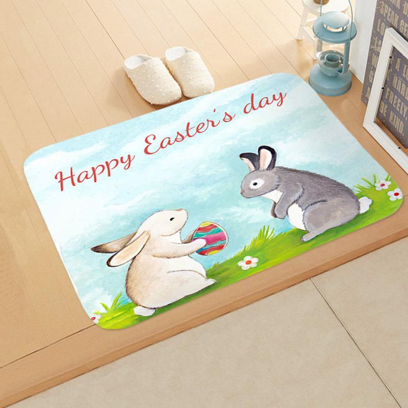 Easter Egg Rabbit Floor Mat Welcome Rugs Bedroom Living Room Entrance Carpet Kitchen Front Door Mat Machine Washable Soft Mats