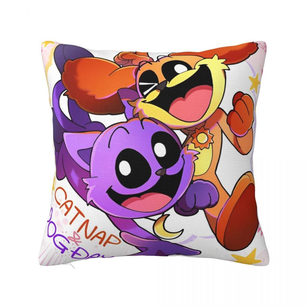 Cartoon Catnap Dogday Kissenbezug Polyester Kissenbezug Geschenk Lächelnde Katzen Kissenbezug Hülle Zuhause Reißverschluss 45*45cm