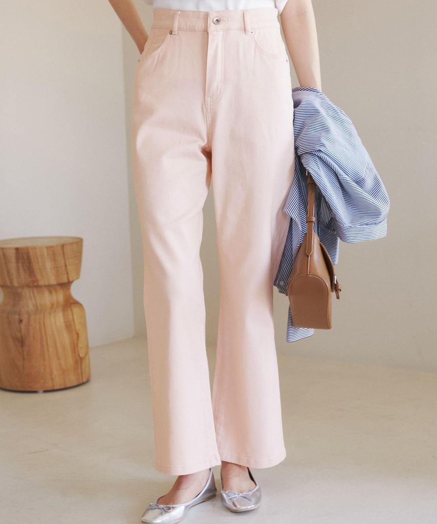 ROPE PICNIC Waist Revolution Denim Waist Shape Flare Denim Color Added Pink 40 Pants/New (63)