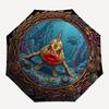Underwater Mechanical Fish pattern umbrella, portable and foldable design, 8 ribs, a casual accessory for Halloween, Christmas, and birthday gifts.