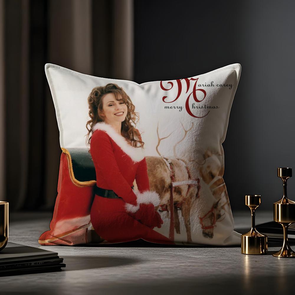 Mariah Carey Klassieke Kerstliedjes Kussensloop Anti-huisstofmijt Kussensloop Onzichtbare Rits Zijdezacht Kort Pluche Bank Kussenhoes