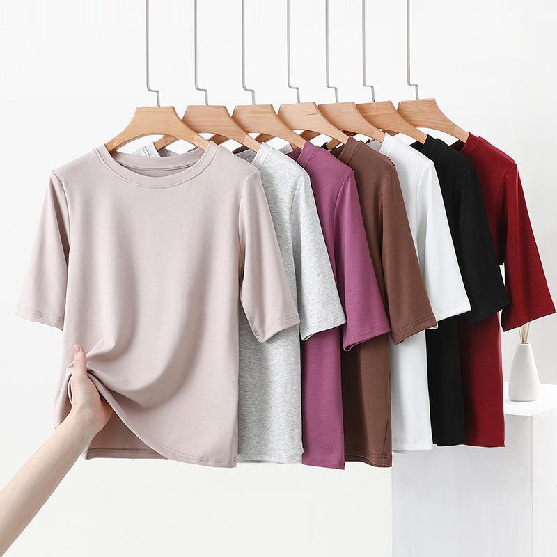 

Women s Slimming 5-Sleeve Round Neck T-Shirt - 2024 Spring/Summer Fashion Extra Large