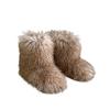 Fashion New Winter Fur Onepiece Raccoon Fur Female Snow Boots Fur Shoes Outdoor Mid Leg Boots