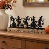 Halloween Office Decor Dancing Witch Countdown Table Ornament, Rustic Wooden Home Handcrafted Art for Party Centerpiece, Spooky Haunted House Tabletop