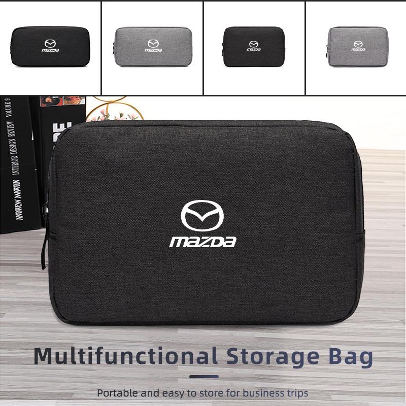 Car Digital Storage Bag USB Data Cable Organizer For Mazda 3 6 2 Axela CX5 CX3 CX30 CX9 Atenza Demio RX7 MX5 CX7 RX8