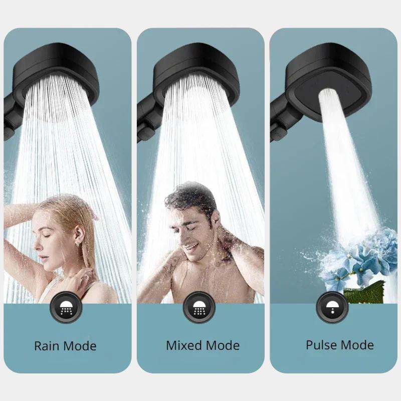 Soffione doccia ad alta pressione, risparmio idrico, 3 modalità, soffione doccia, spruzzatore per massaggio ad acqua regolabile, accessori per il bagno