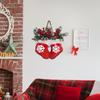 Christmas Door Wreath Mitten Artificial Holiday Garland with LED Lights Holiday Decorations with Red Berries Pine Cones Branches