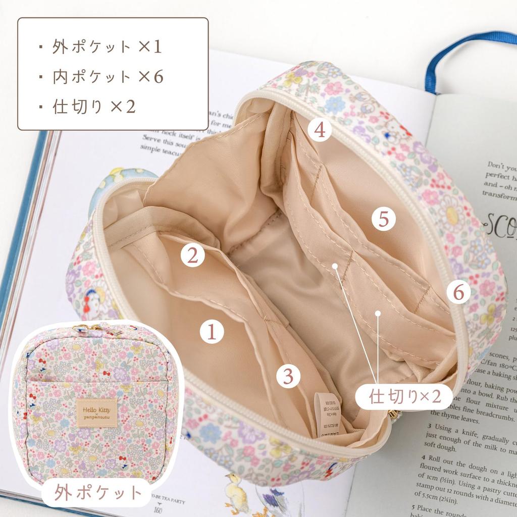 Panpanchuchu Square Makeup Pouch Sanrio Makeup Travel Cosmetic Small Item Holder for Stands Up (Hello Kitty) Pouch, Pouch, Pouch, Women,