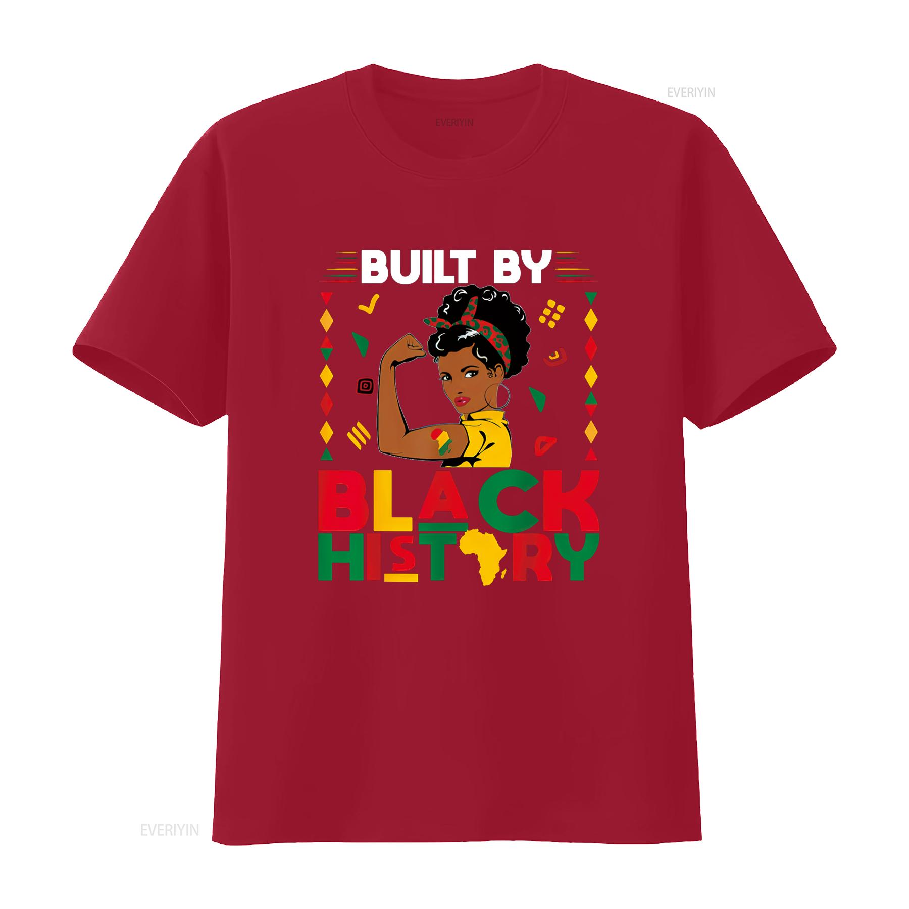 

Built By Black History Month African Womens T Shirt vintage Washed Breathable Slightly Stretched Stylish Top For Everyday Wear S