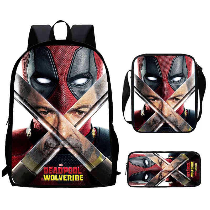 Mochila Escolar Infantil de Deadpool y Wolverine con Tejido Oxford Ligero para Estudiantes de Primaria
