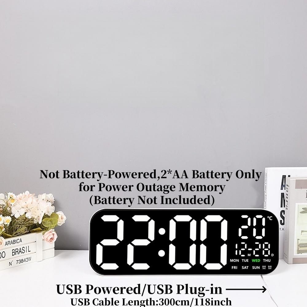 Große Digitale Wanduhr Fernbedienung TEMP Datum Woche 2 Alarme Timer 12/24H 10 Stufen Helligkeit Automatische Helligkeitsregelung LED Wecker