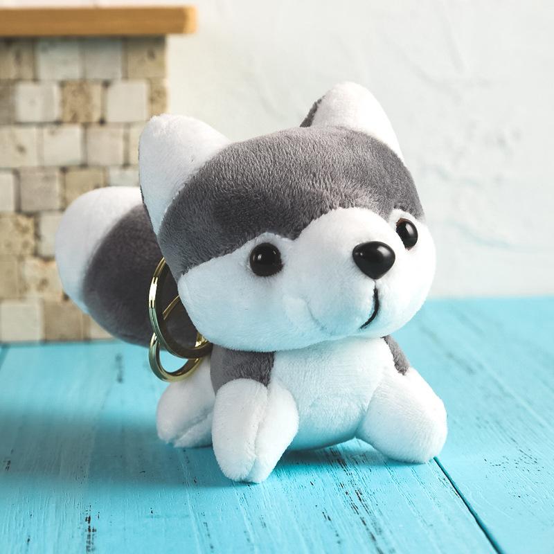 4color Plush Toy Keychain Plush Doll Kawaii Cartoon Dog Keychain Cute 10cm Siberian Husky Stuffed Doll Key Ring