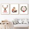 Retro Reindeer Sleigh Christmas Tree Canvas Print Christmas Socks Christmas Wall Art Poster for Modern Nordic Home Decor Gifts