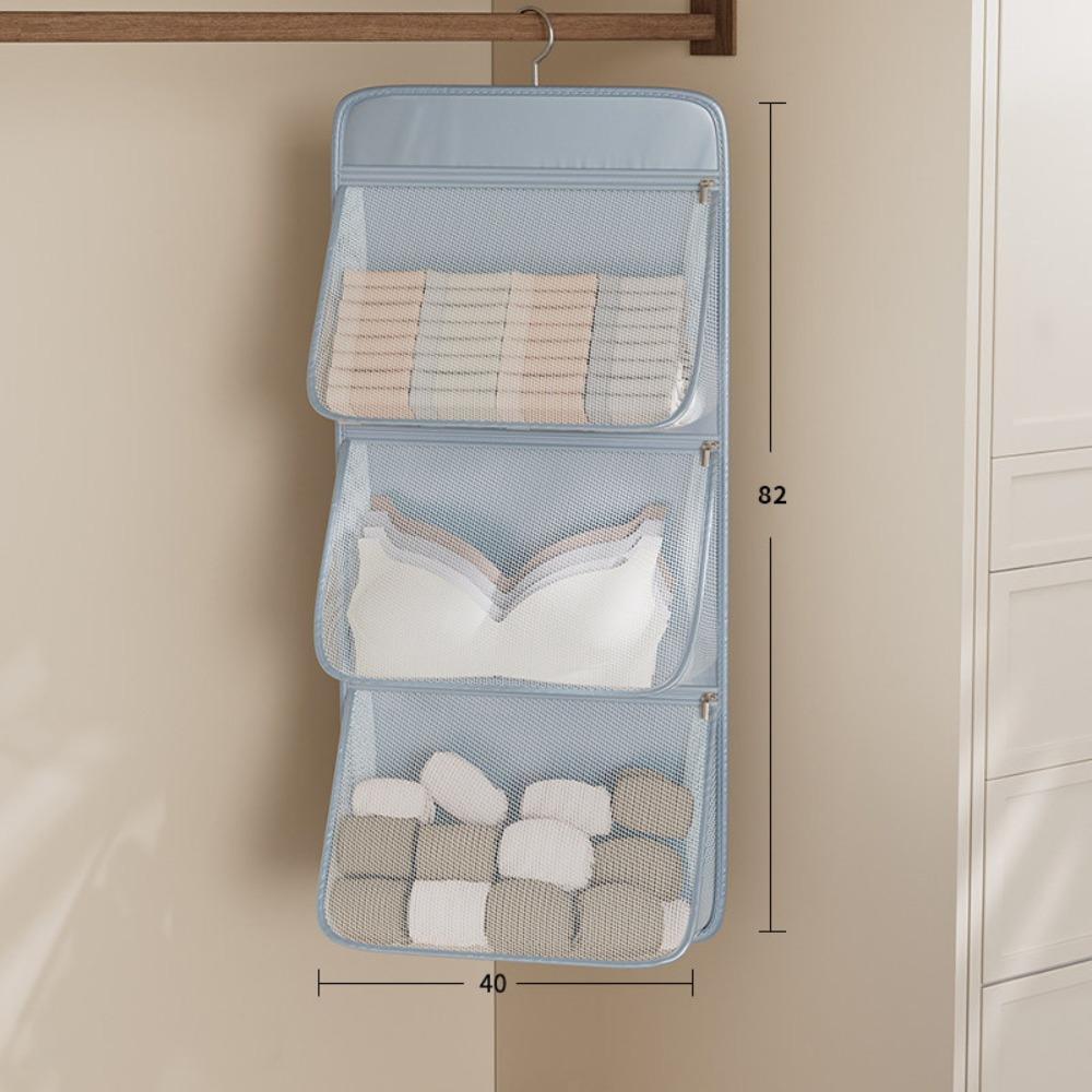 Multi Layer Underwear Hanging Bag Zipper Closure Closet Storage Bag Wardrobe Organization