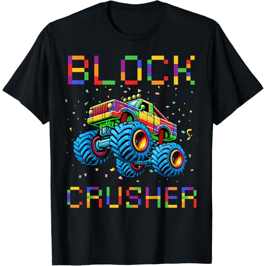 

Block Builder Funny Building Block Bricks Monster Truck Kids T-Shirt XXXXXL чорний