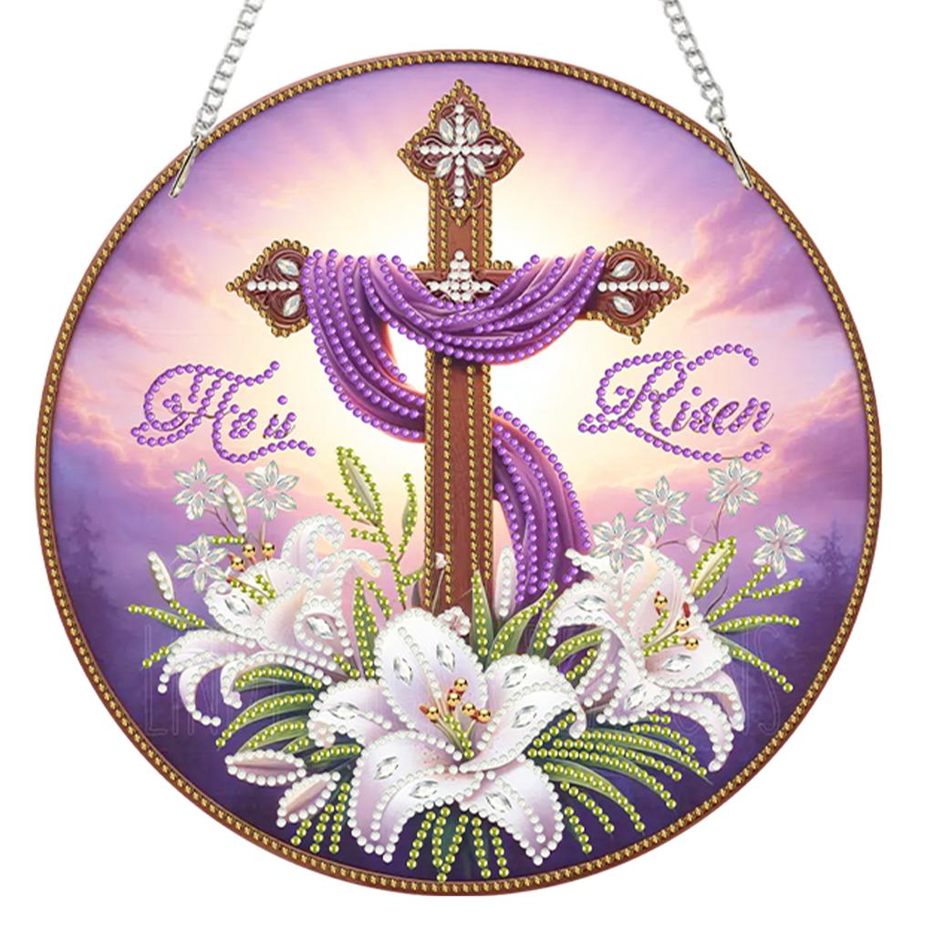 פסח DIY אקרילי שטוח דו-ממדי תלוי ערכות אמנות יהלומים ציור יהלומים תליון אבני חן לקישוט קיר בית גן