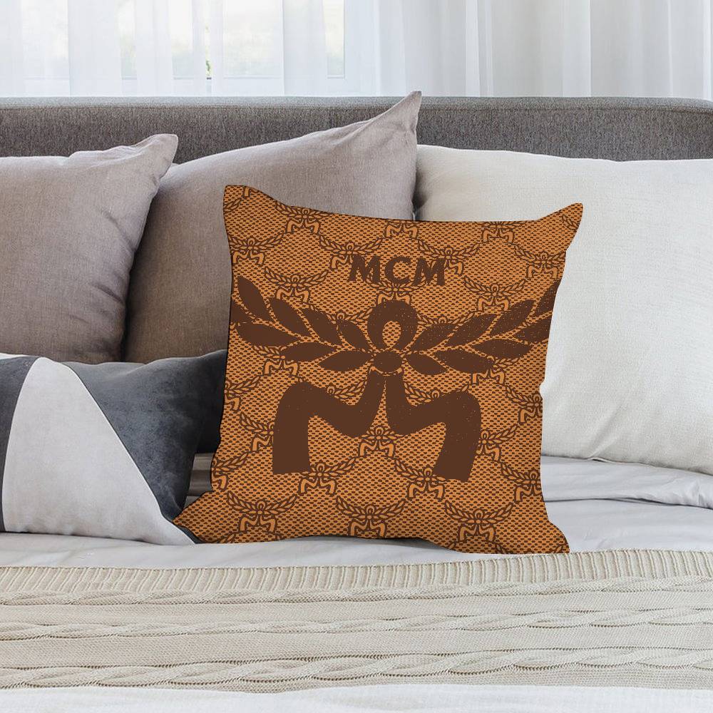 Luxury M-MCM Pillow Case Short Plush Double-sided Print Square Throw Pillow Covers Sofa Home Cushion Decor