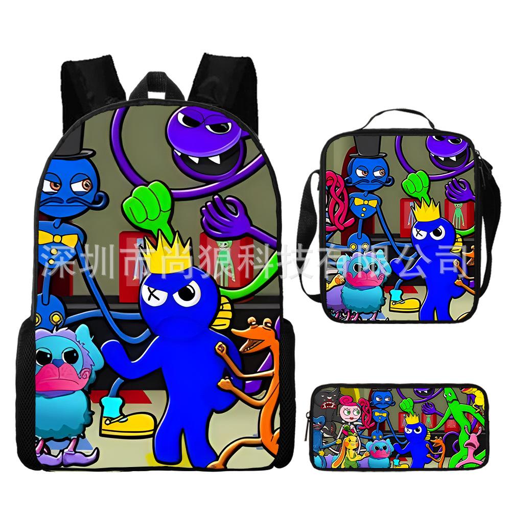 Rainbow Friends Rainbow Friends Student School Bag Digital Printed Oxford Cloth Backpack Satchel Pencil Case