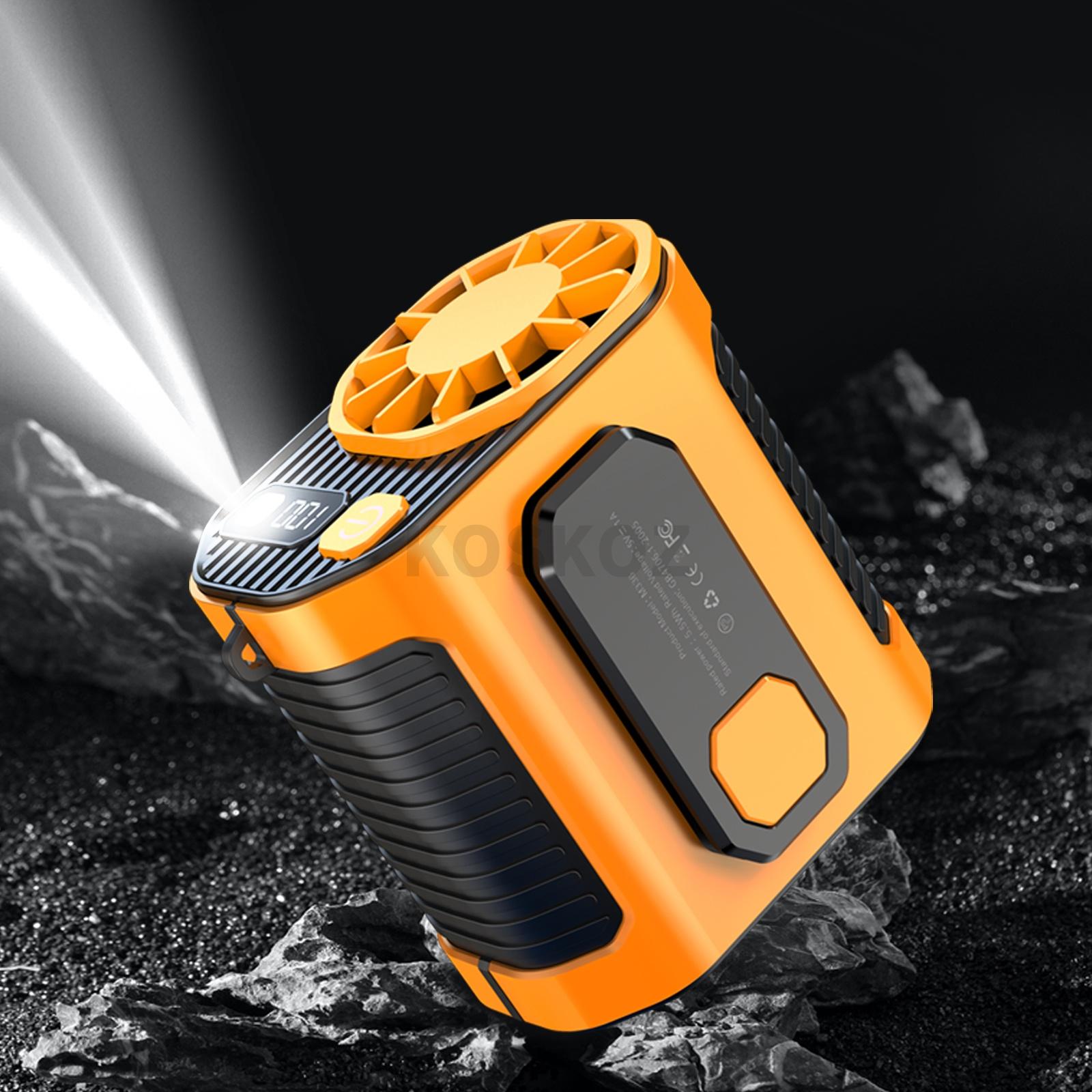 

Portable Waist Fan, 10 Speed Fan with LED Light, Hands-Free Wearable Dual Clips Fans & Power Bank, for Camping, Outdoor, Jobsite жёлтый