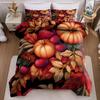 3pcs Duvet Cover Set Without Core 1 Quilt Cover + 2 Pillowcases Soft and Machine Washable Autumn Harvest Pumpkin Pattern Bedding