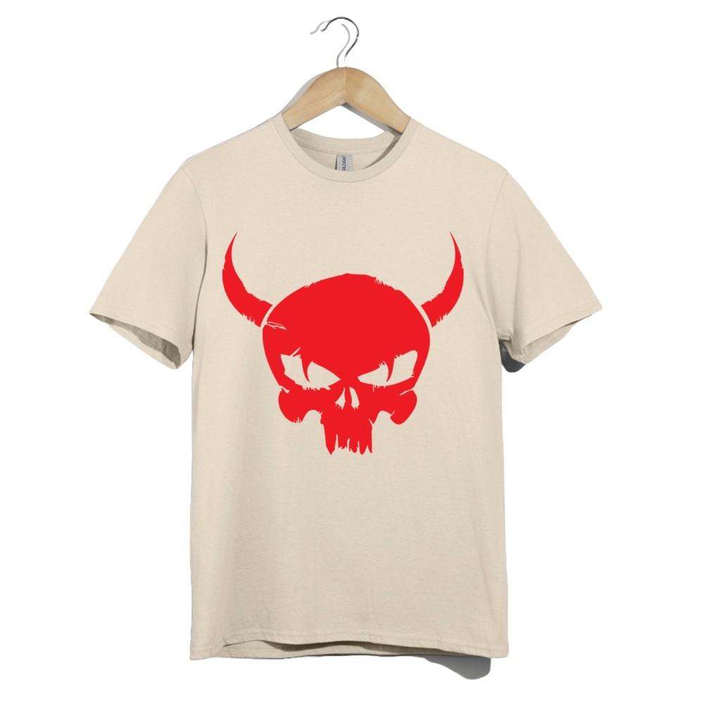 

Gothic Biker T Shirt Unisex Devil Horn Red Skull Tee Punk Edgy Graphic Gift Top S