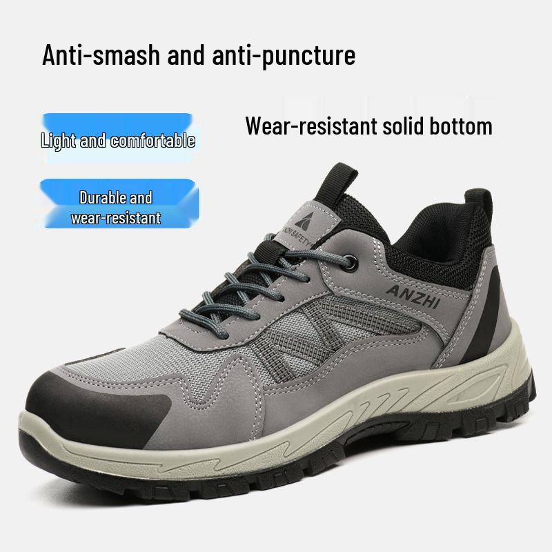 Breathable Mesh Steel Toe Safety Shoes: Fashionable, Anti-Smash, Anti-Puncture, Wear-Resistant Protective Footwear for Work.
