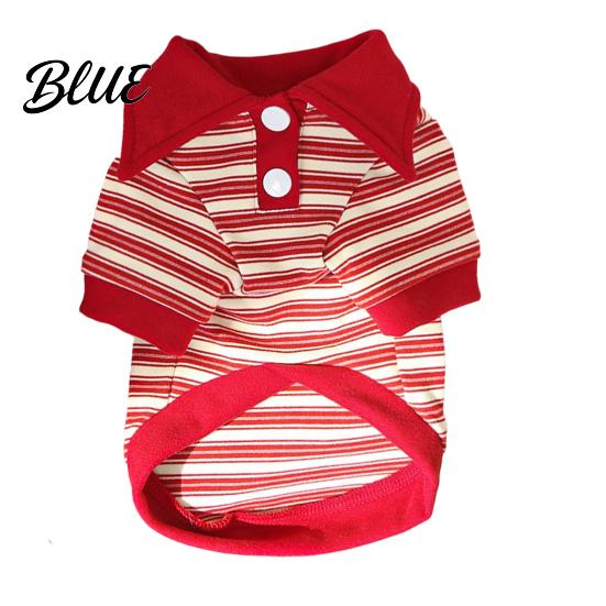 Lightweight Dog Sweater Cute Shirt Striped Collared Clothes Summer Button Up T-Shirt Durable Apparel Soft Breathable Puppy Outfits for Small Medium