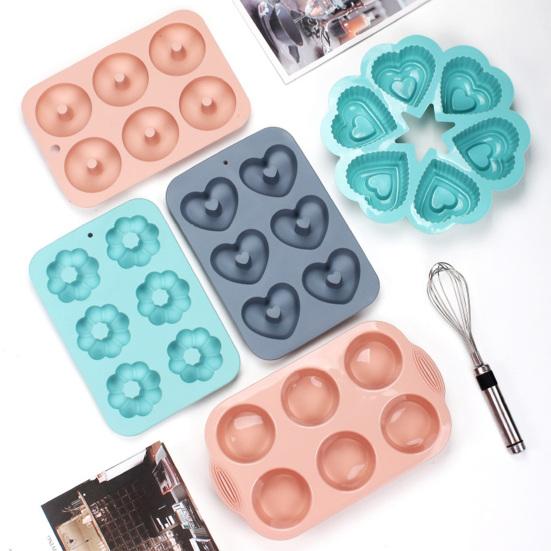 Silicone Cake Mold 3 Pcs Set Heart Shaped Cake Pan Non-Stick Easy to Clean Oven Microwave Freezer Dishwasher Safe