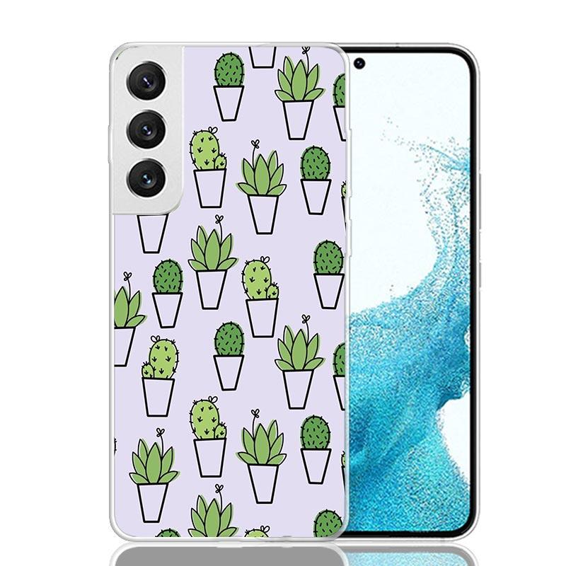Cartoon Cactus Green Plants Phone Case For Samsung Galaxy S26 Ultra S23 S24 S25 Edge S20 FE S21 S22 Plus Soft Print Shell Cover