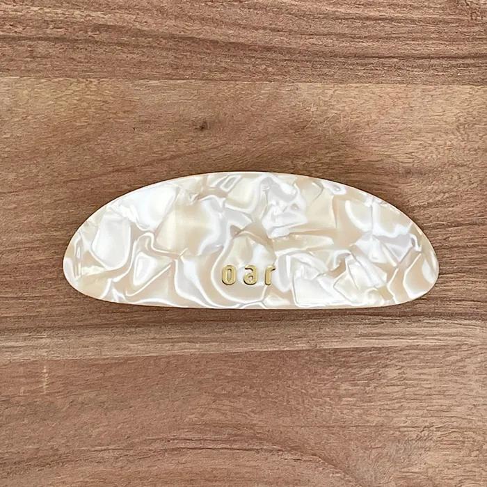 Classic Big Marble Barrette [Ivory Marble]