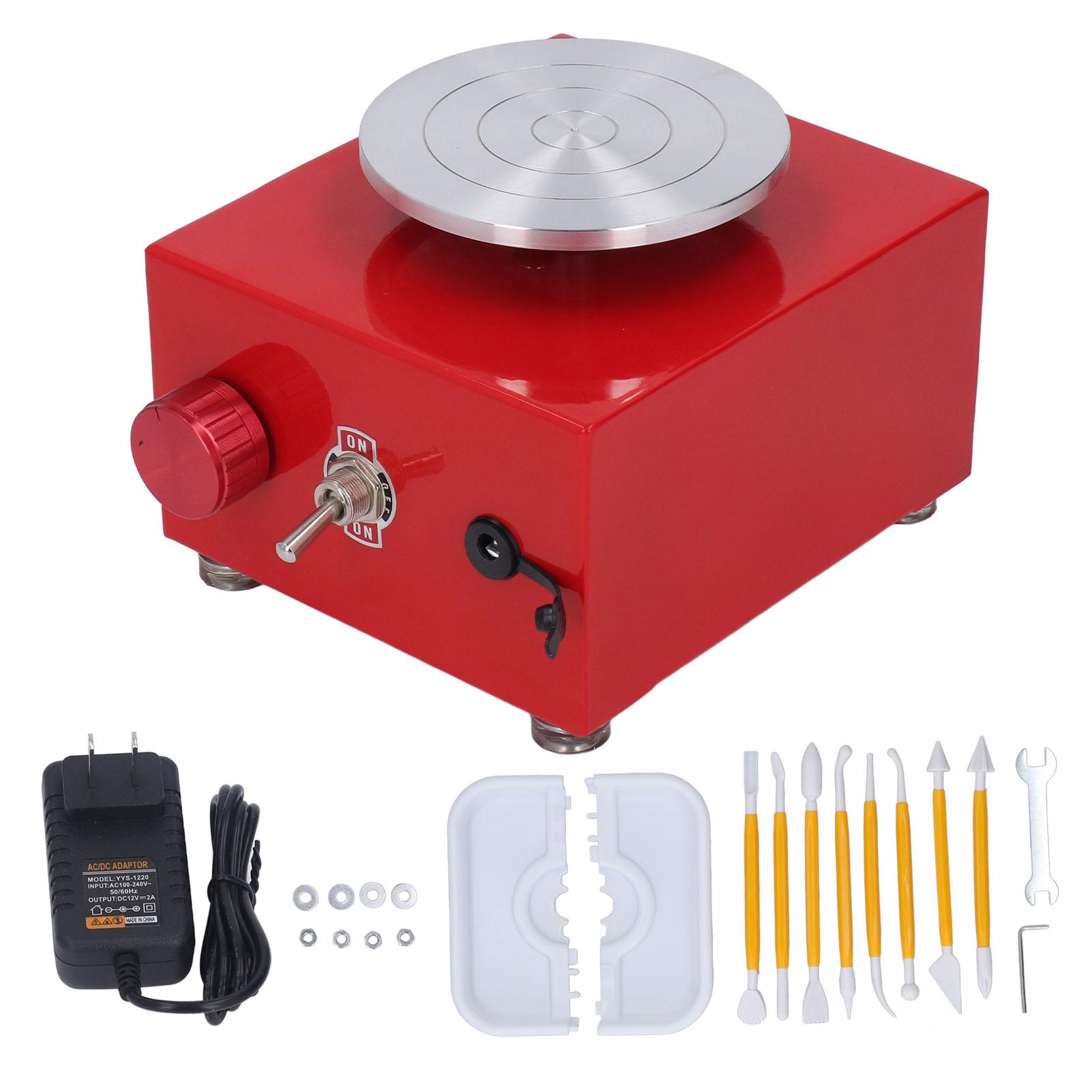 

Mini Pottery Wheel For Kids With Detachable Water Basin Hex Wrench 2000RPM Adjustable Speed Pottery Wheel Electric 100-240V Red