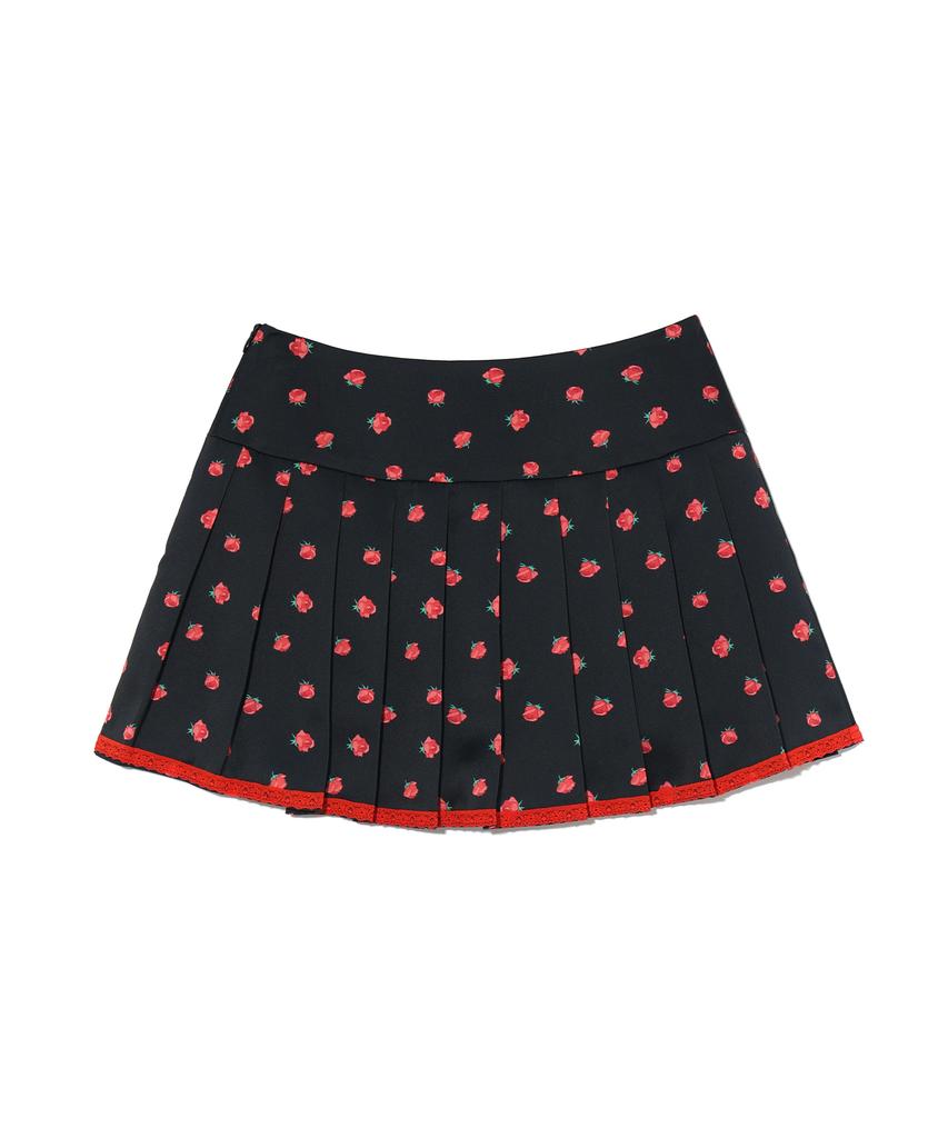 Yuhee Flower Pleats Lace Skirt Black